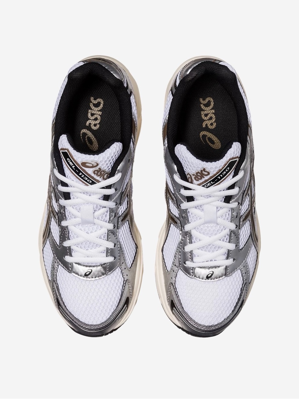 Asics White Athletic Running Shoe with Metallic Brown Accents - Picture 4 of 7
